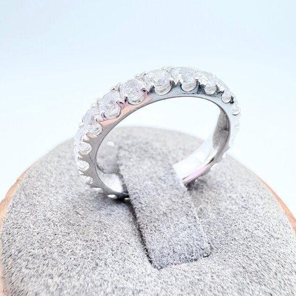 VTG Sterling Silver 925 Cubic Zirconia Prong Set Band Statement Ring Size 6.5 - Picture 2 of 8